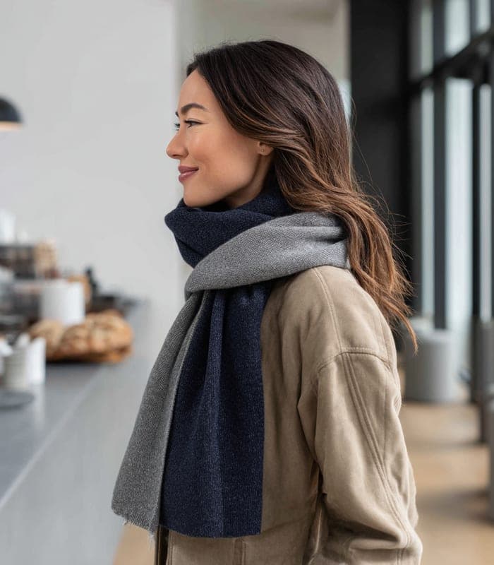 Recycled Wool Blend Color-Block Scarf — view 3