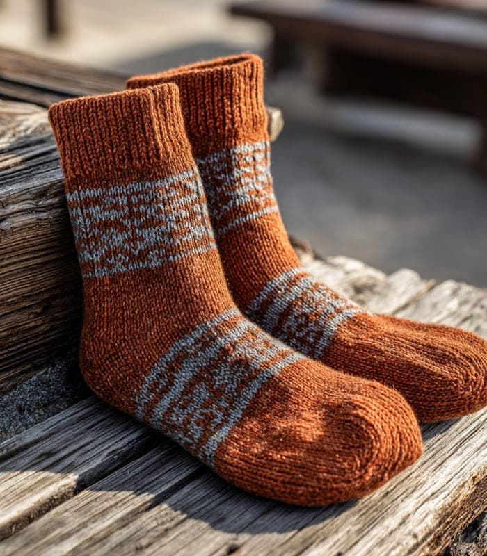 Artisan Hand-Knit Patterned Socks — view 3
