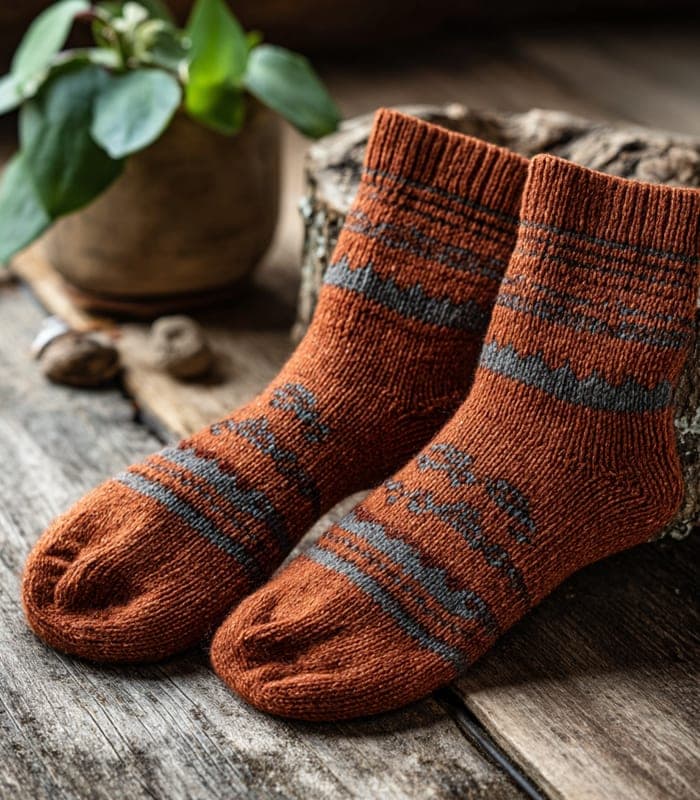 Artisan Hand-Knit Patterned Socks — view 4