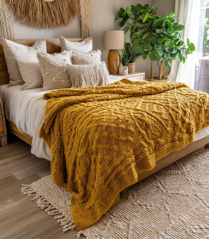 Bohemian Chunky Knit Chenille Blanket — view 2