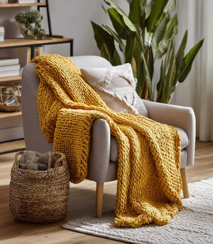 Bohemian Chunky Knit Chenille Blanket — view 3