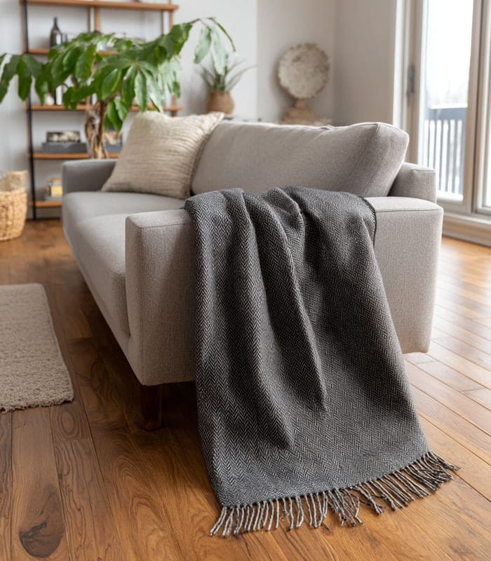Nordic Minimalist Wool Blend Throw — view 2