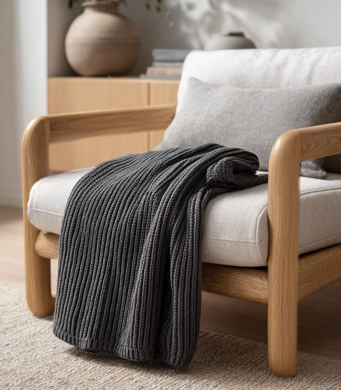 Nordic Minimalist Wool Blend Throw — view 3
