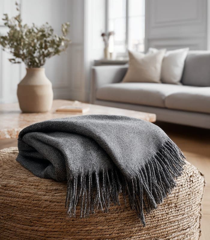 Nordic Minimalist Wool Blend Throw — view 4