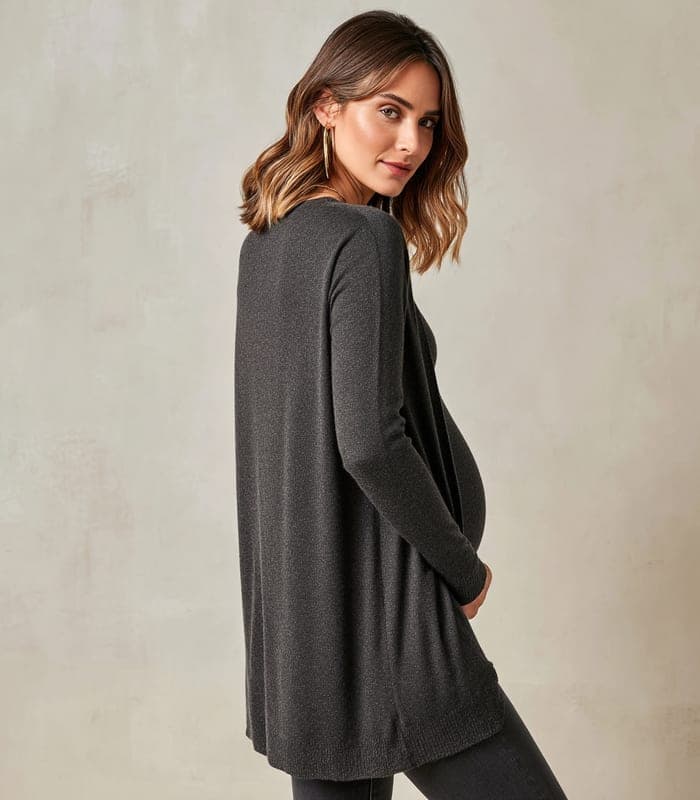 Maternity Cashmere-Blend Wrap Maternity Cardigan — view 3