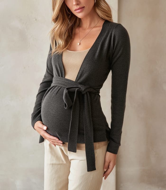 Maternity Cashmere-Blend Wrap Maternity Cardigan — view 4