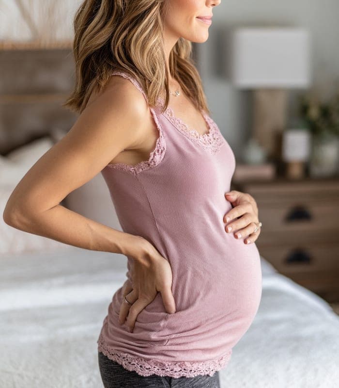 Maternity Seamless Maternity Knit Top with Lace Trim — view 2