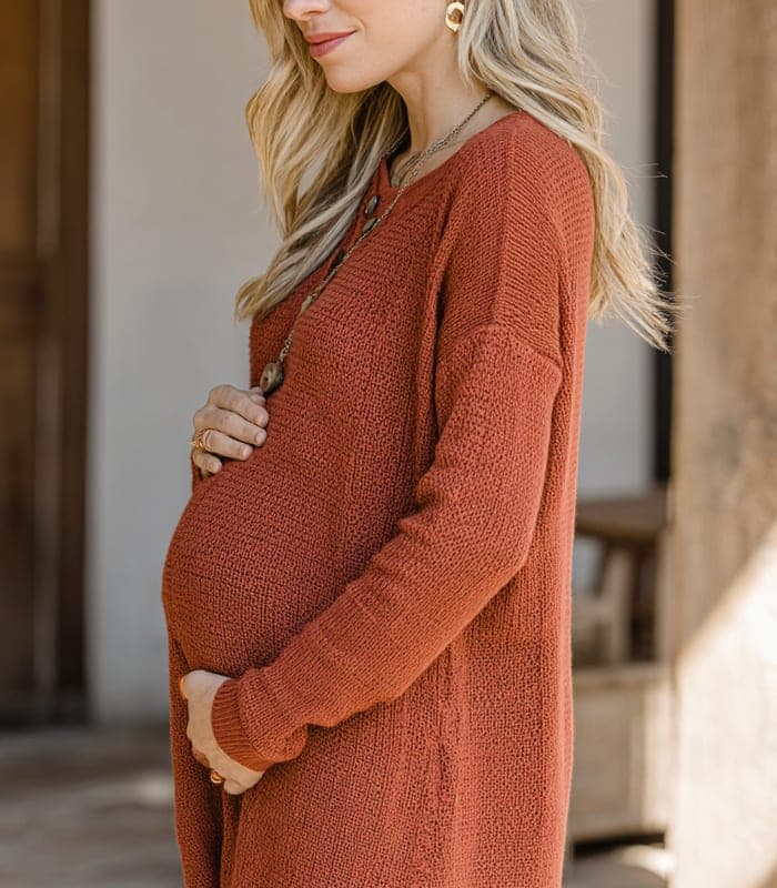 Maternity Textured Knit Maternity Tunic with Button Accents — view 2