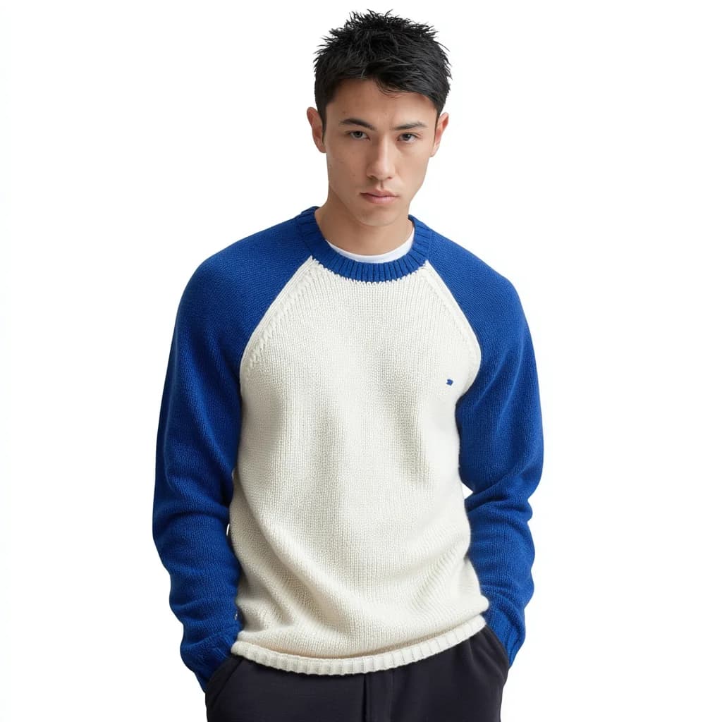 Men's Alpaca Wool Raglan Baseball Sweater — view 3