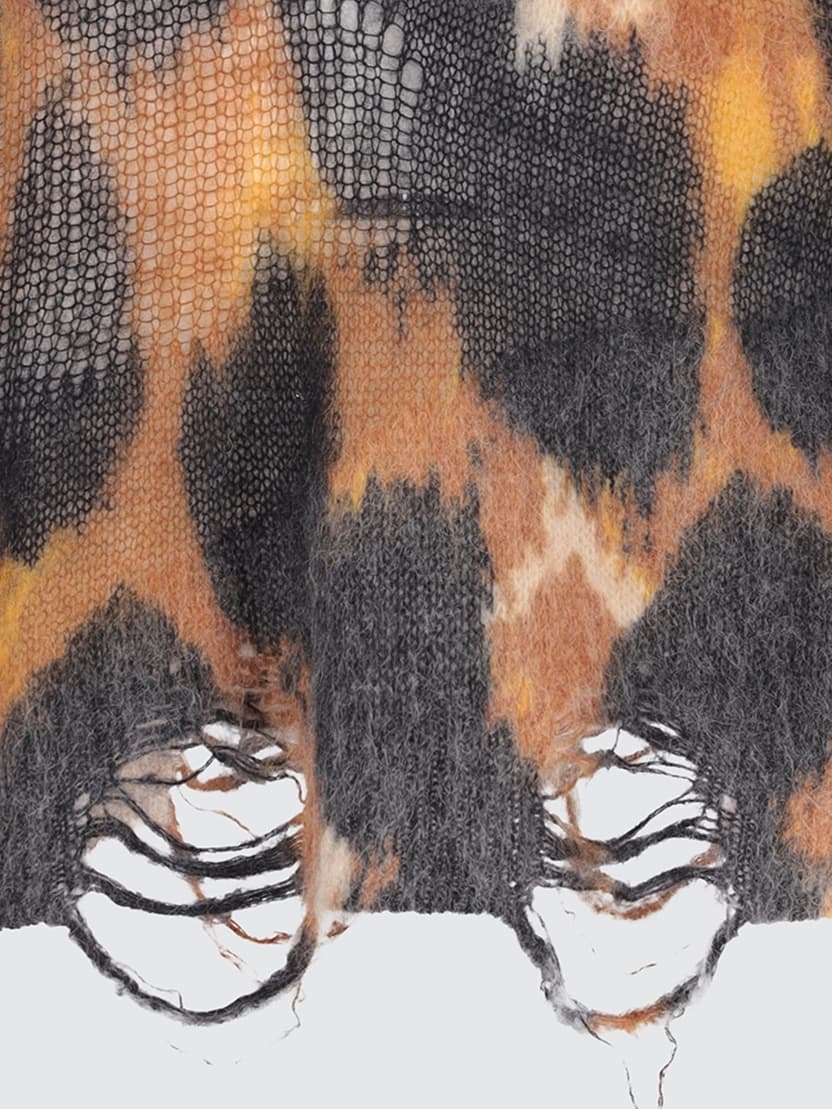Men's Animal Camo Print Sweater Hem Mohair Streetwear Grunge — view 4