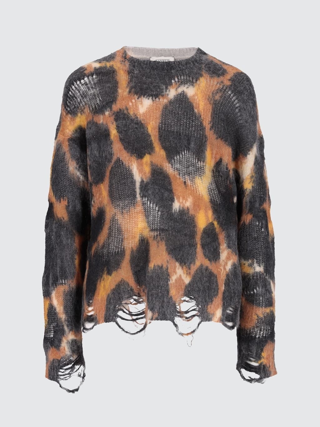 Men's Animal Camo Print Sweater Hem Mohair Streetwear Grunge — view 5