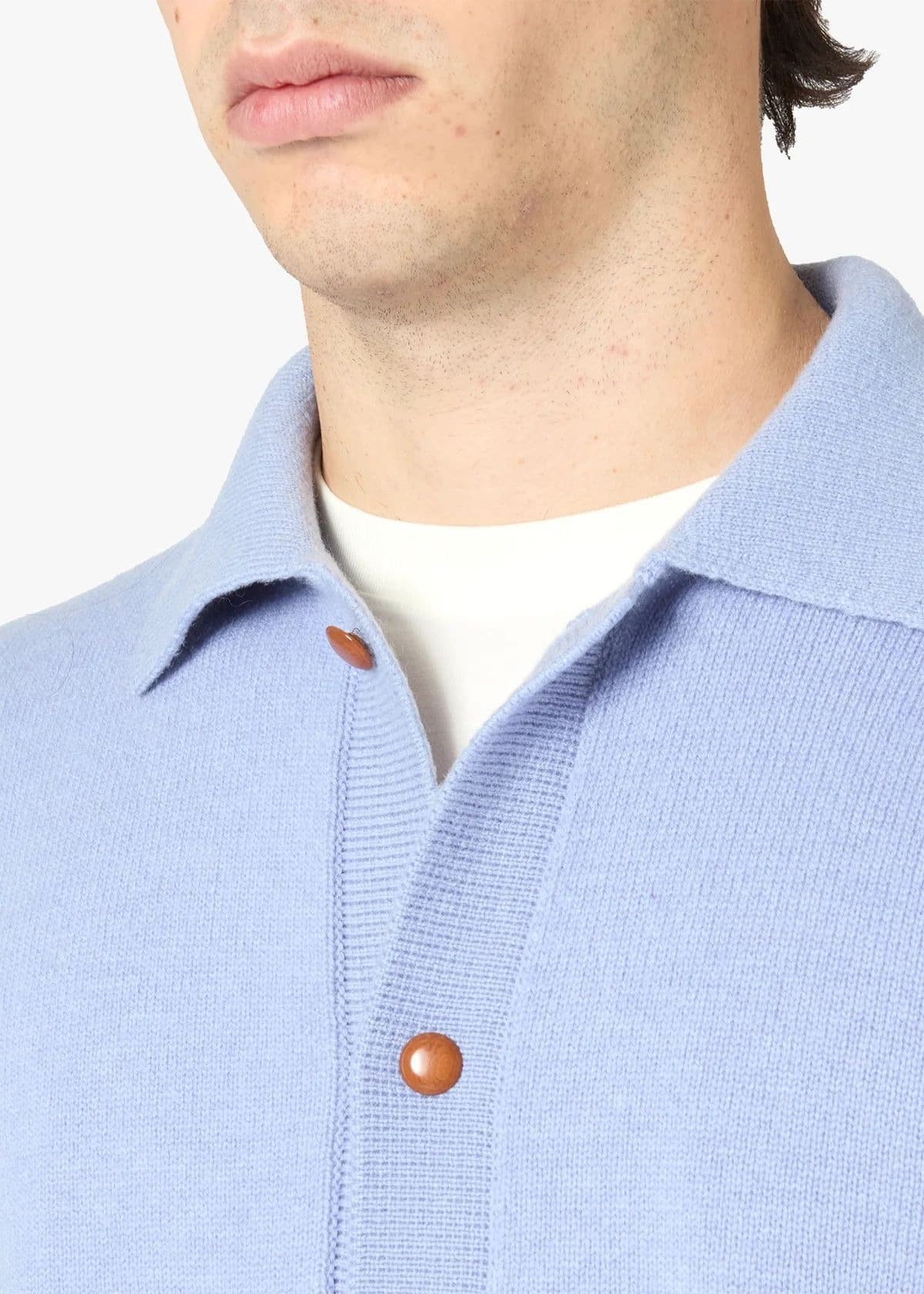 Men's Beige Knit Cardigan Button Collar — view 4