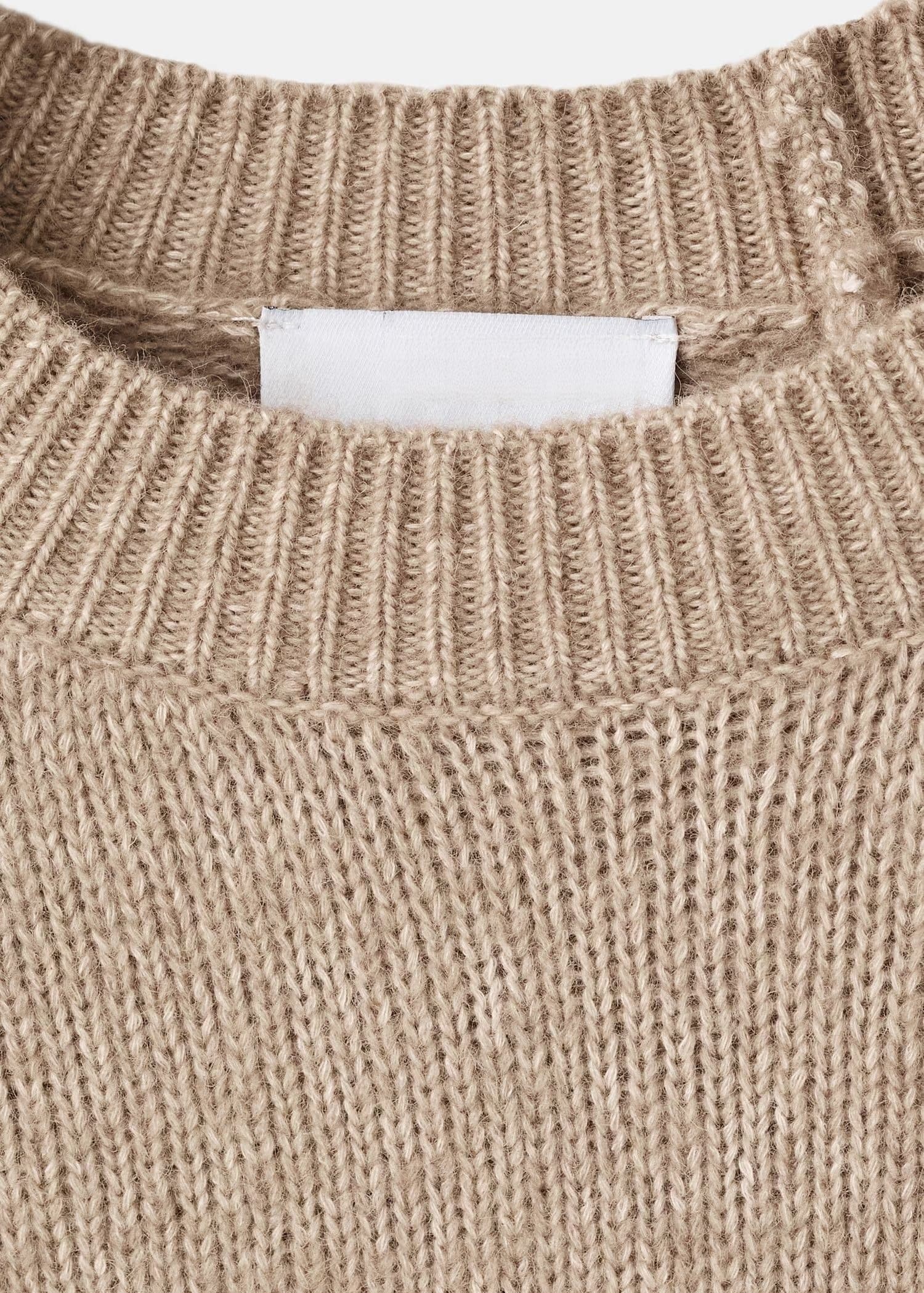 Men's Beige Melange Raglan Crew Neck Sweater Wool Blend — view 4