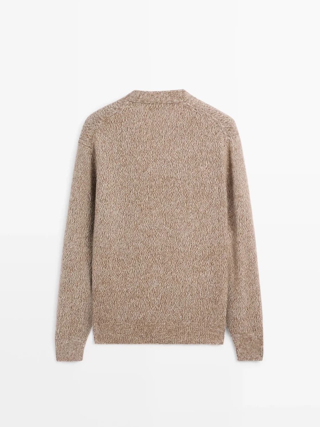 Men's Beige Melange V Neck Cardigan — view 4