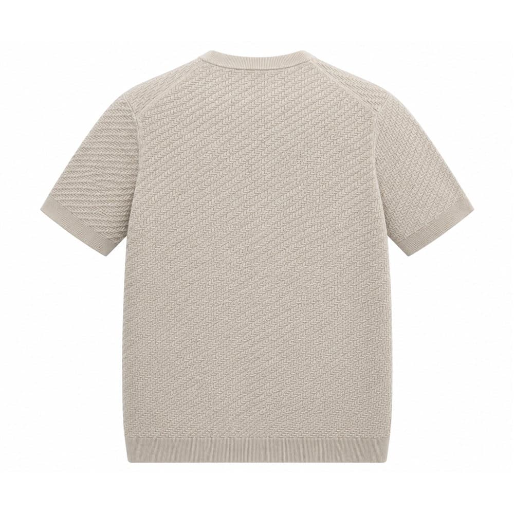 Men's Beige Short-Sleeve Crew Neck Knit Top — view 2