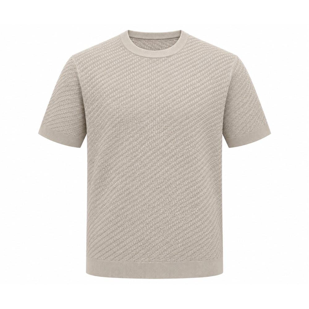 Men's Beige Short-Sleeve Crew Neck Knit Top — view 3