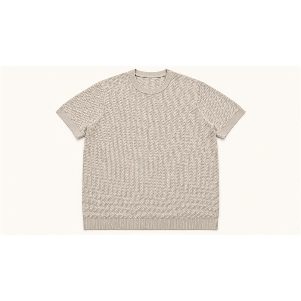 Men's Beige Short-Sleeve Crew Neck Knit Top — view 4