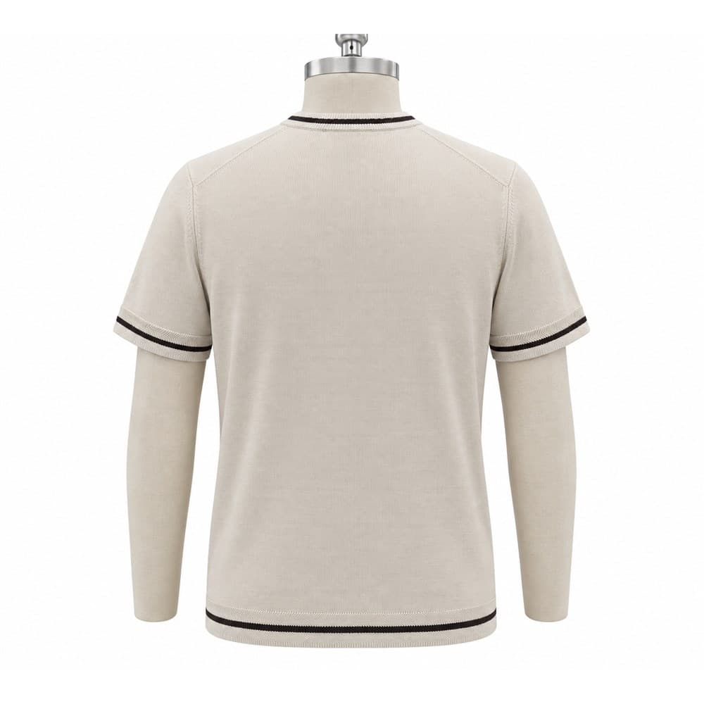 Men's Beige Short-Sleeve Crew Neck Knit Top — view 2
