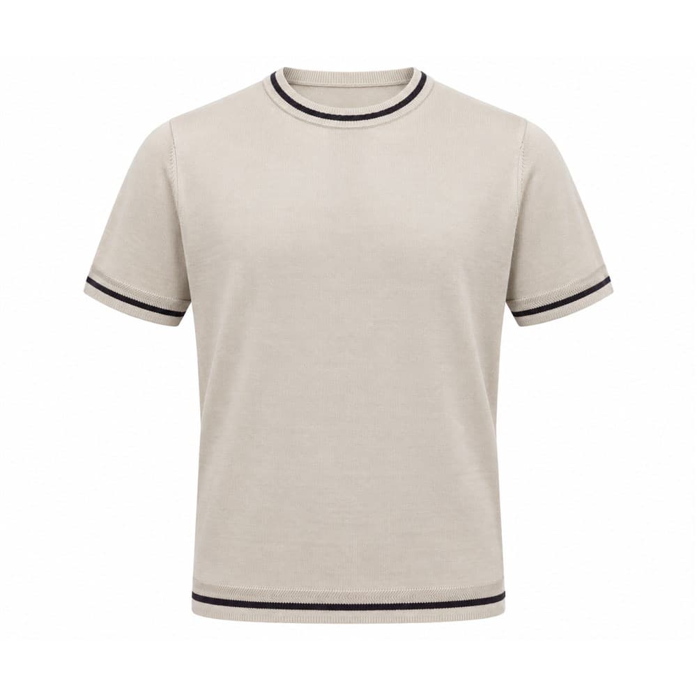 Men's Beige Short-Sleeve Crew Neck Knit Top — view 3