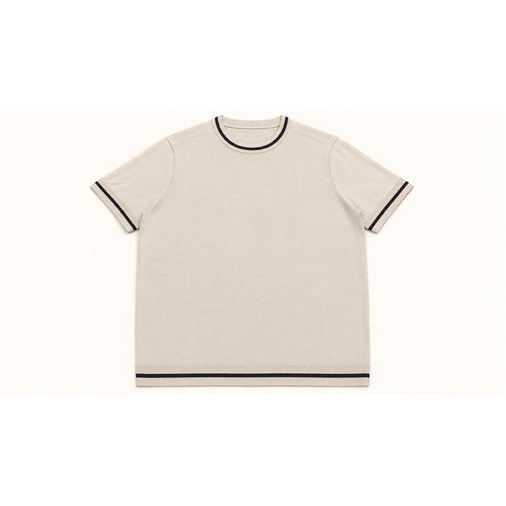 Men's Beige Short-Sleeve Crew Neck Knit Top — view 4