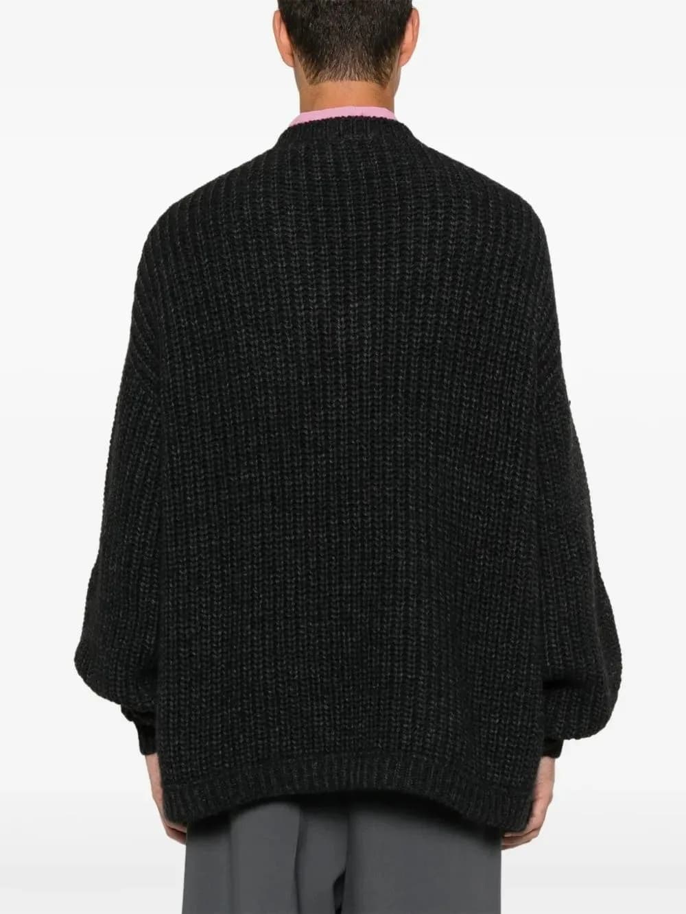 Men's Black Deep V Neck Sweater Fashion Layering Knit Pullover — view 2
