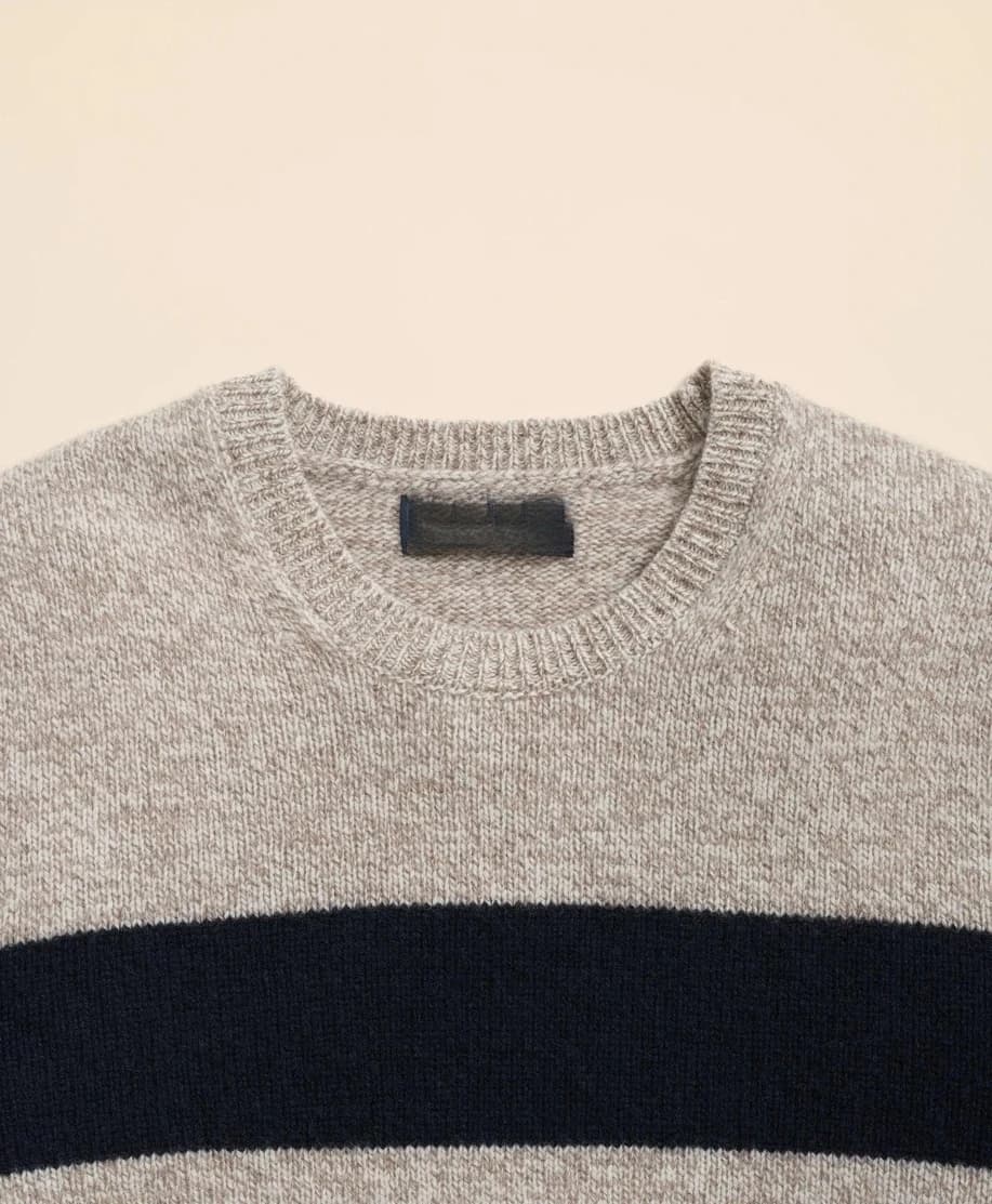 Men's Block Stripe Brushed Wool Crew Sweater — view 4