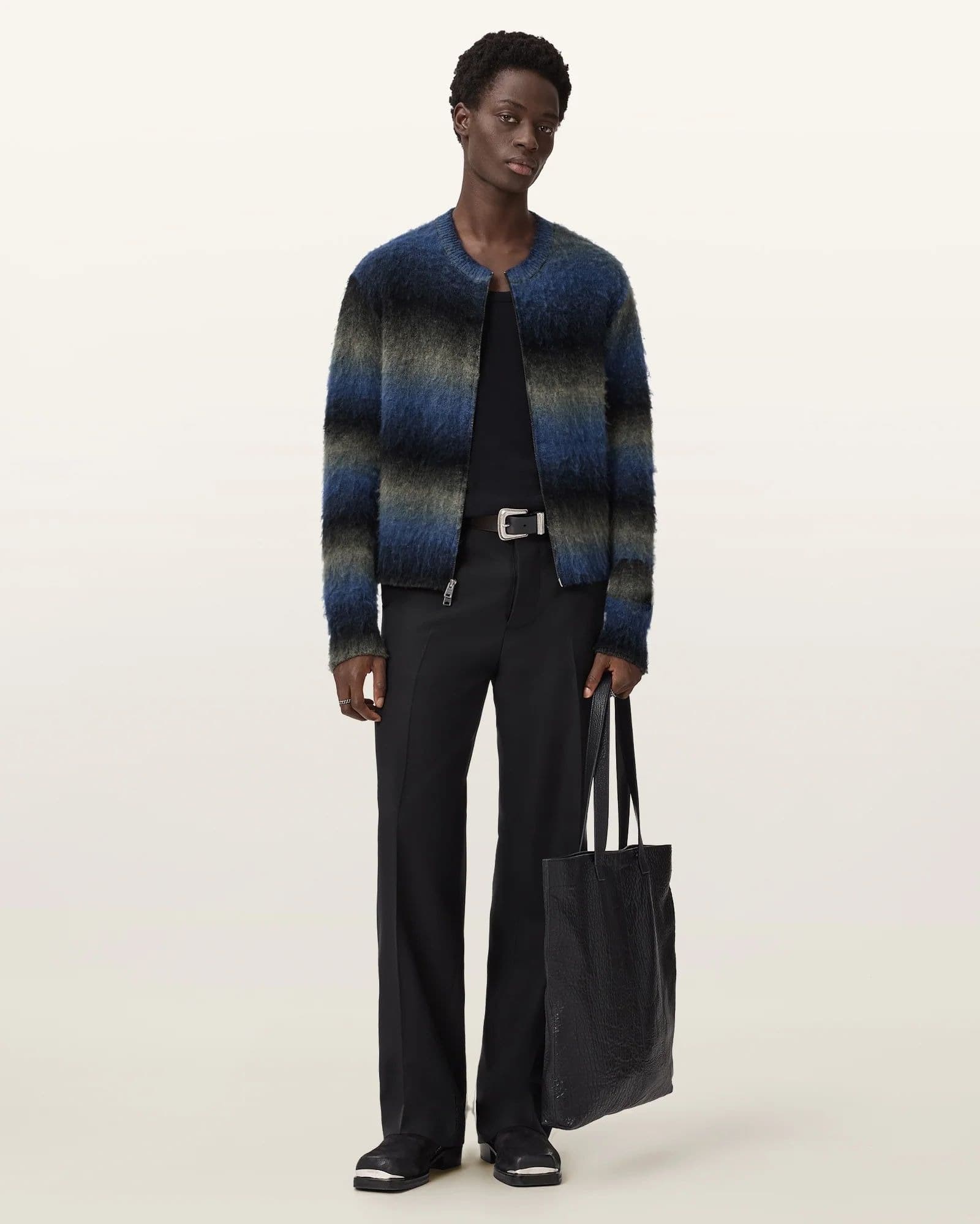 Men's Blue Black Ombre Zip Cardigan — view 3