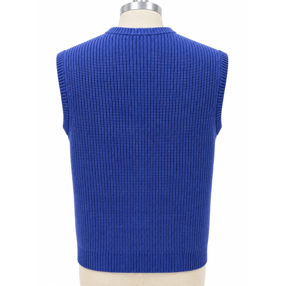 Men's Blue Sleeveless Knit Cardigan — view 2