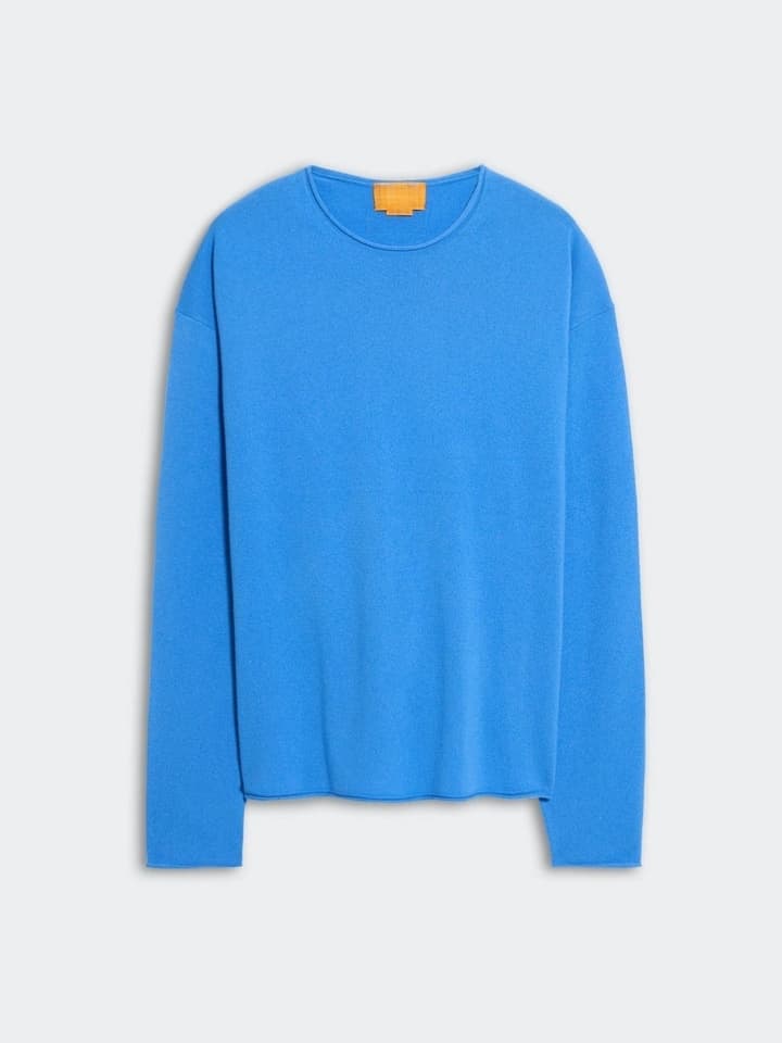 Men's Blue Lightweight Cashmere Crew Neck Sweater - view 5