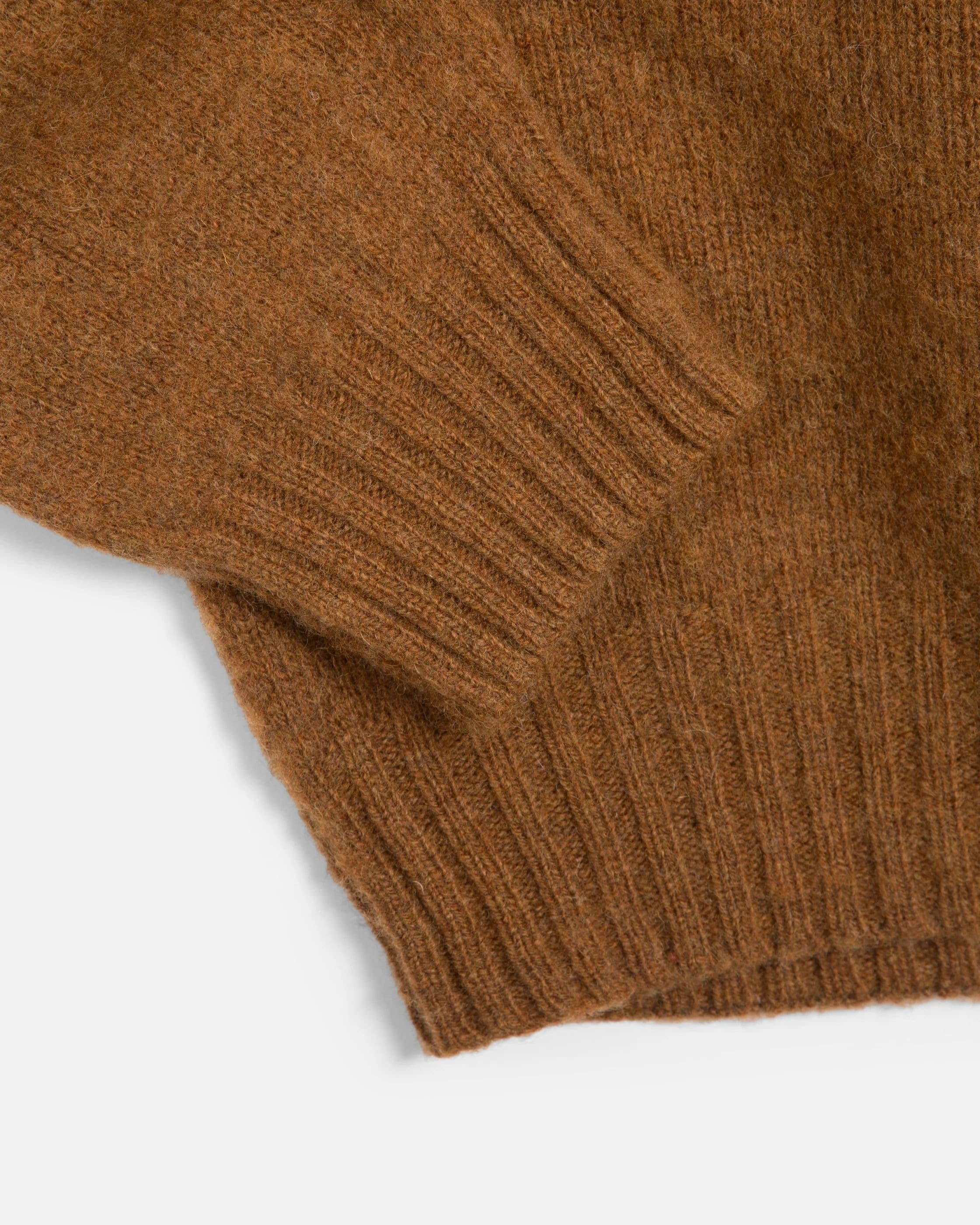 Men's Brown Brushed Mohair Crew Neck Sweater — view 3