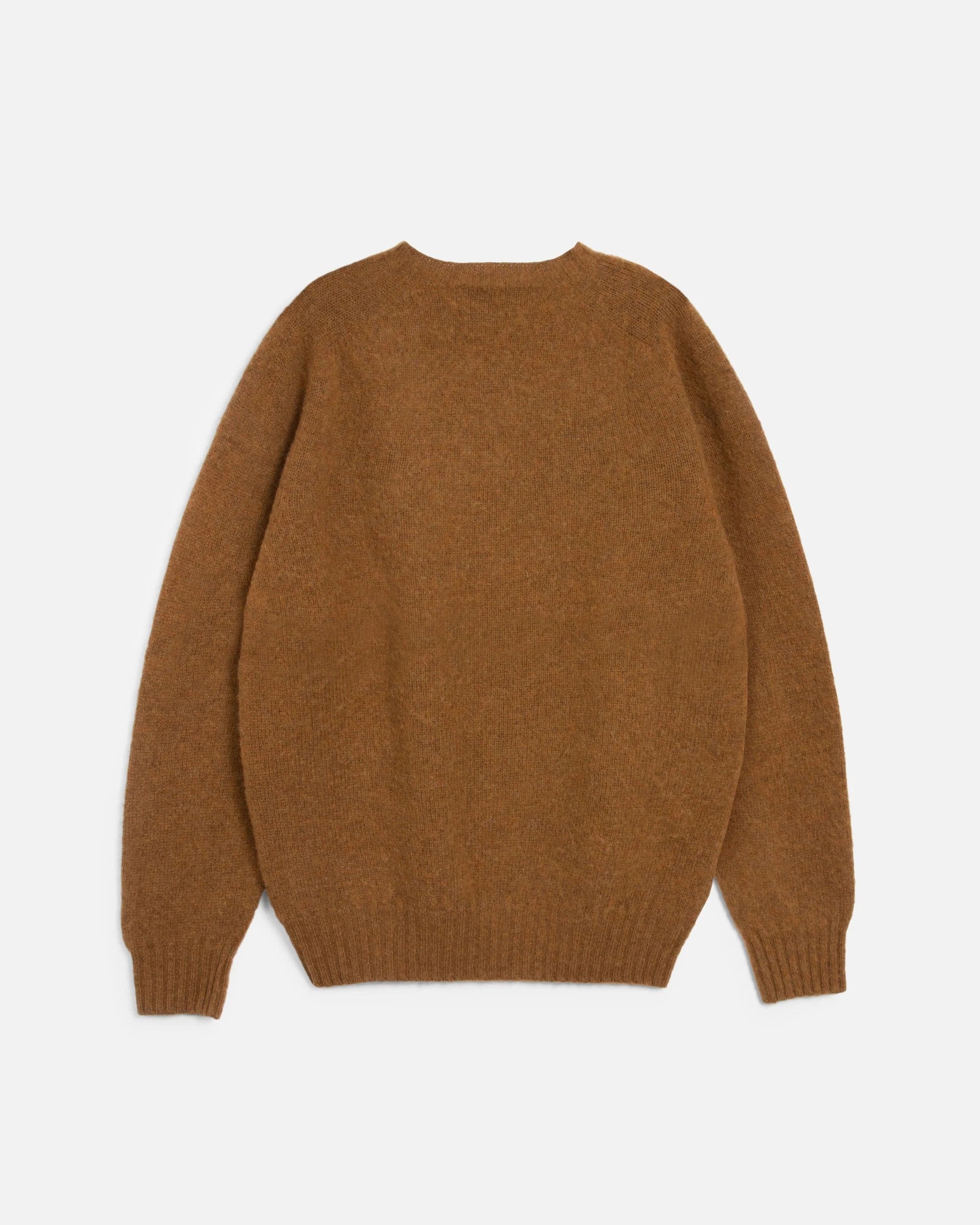 Men's Brown Brushed Mohair Crew Neck Sweater — view 4