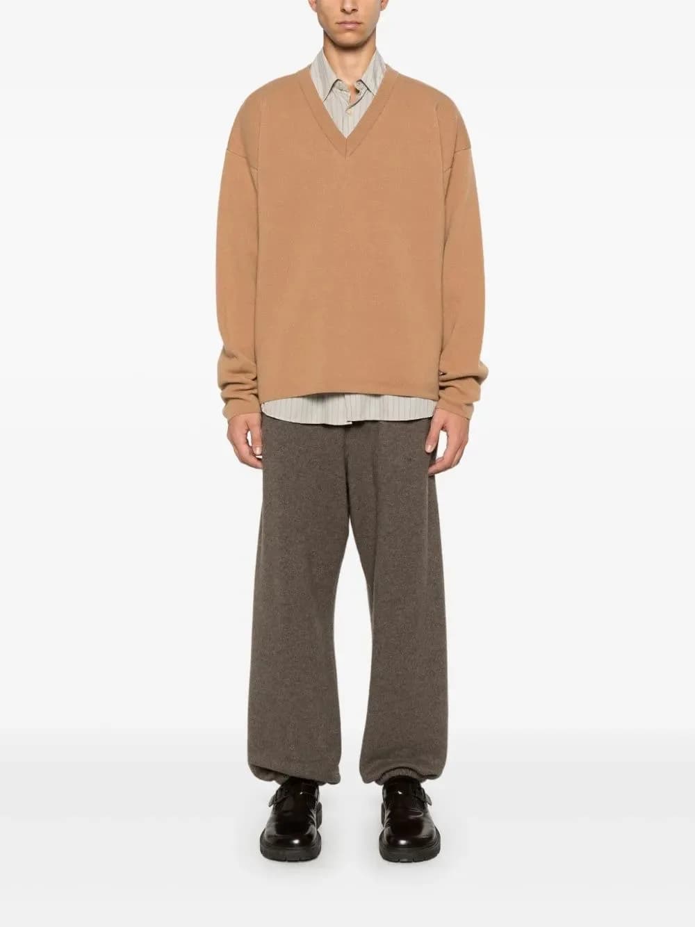 Men's Brown Collar Polo Sweater — view 3