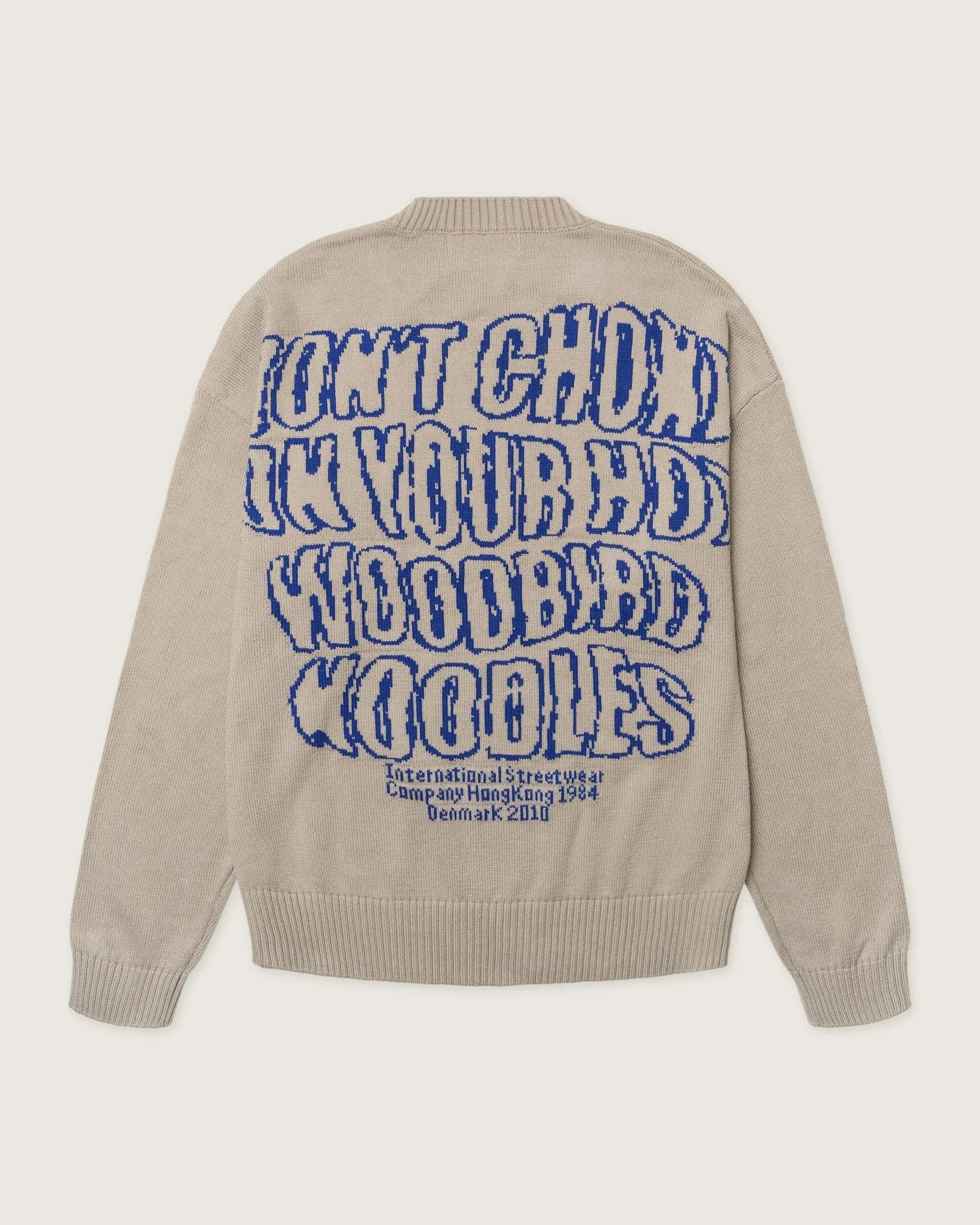 Men's Brown Graphic Crew Neck Sweater Text Print