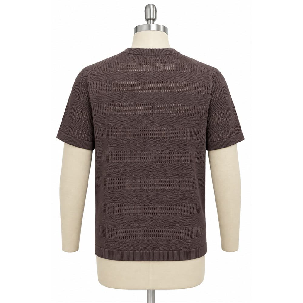 Men's Brown Short-Sleeve Crew Neck Knit Top — view 2