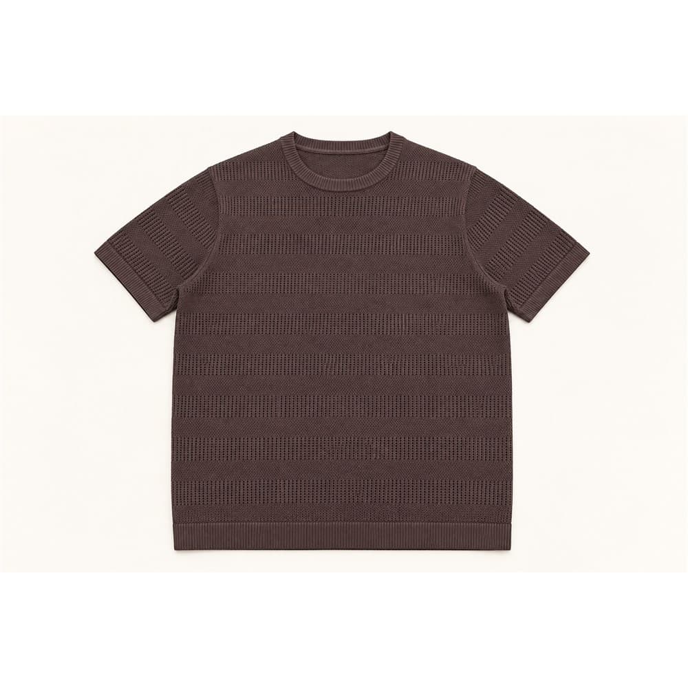 Men's Brown Short-Sleeve Crew Neck Knit Top — view 4