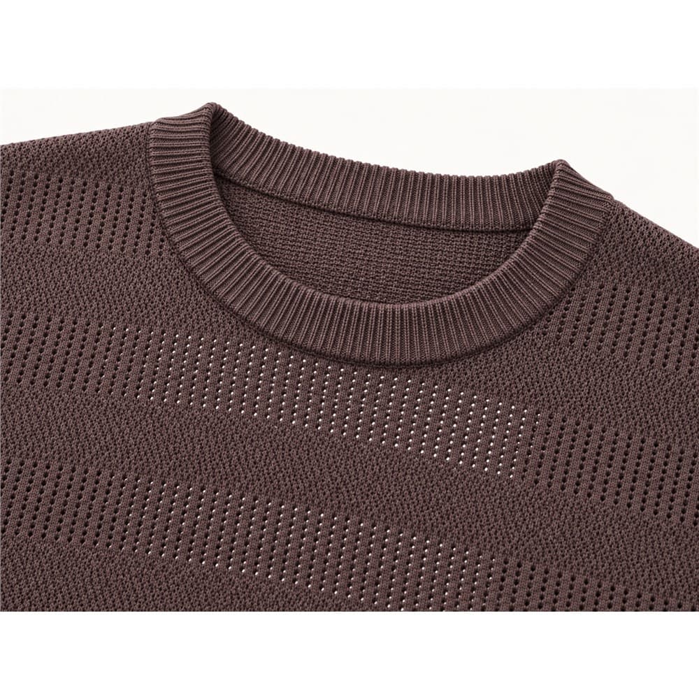 Men's Brown Short-Sleeve Crew Neck Knit Top — view 5