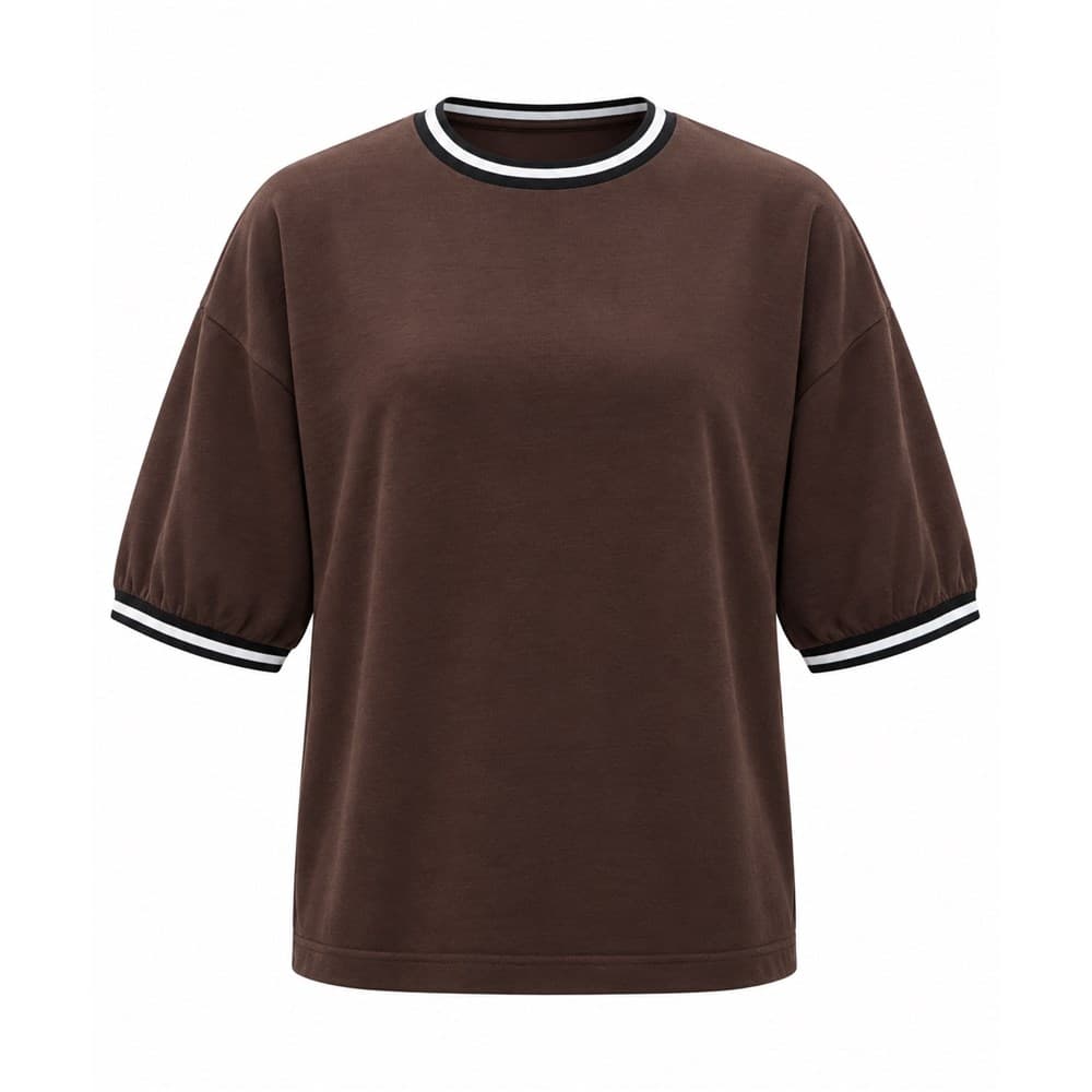 Men's Brown Short-Sleeve Crew Neck Knit Top — view 5