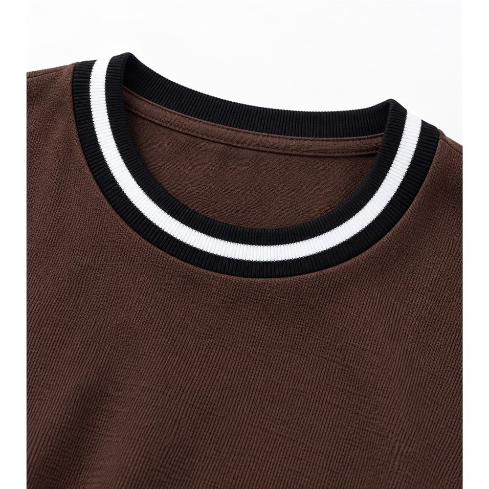 Men's Brown Short-Sleeve Crew Neck Knit Top — view 9