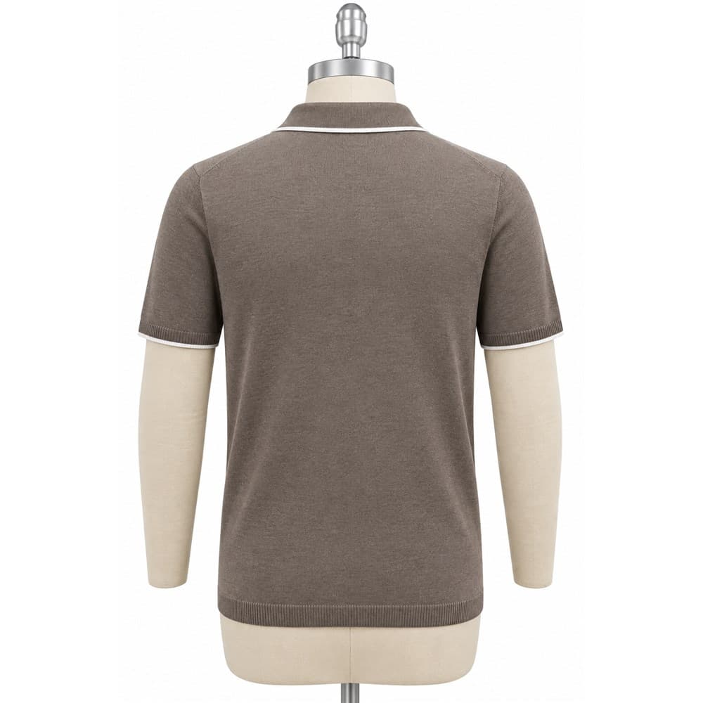 Men's Brown Short-Sleeve Knit Polo — view 2