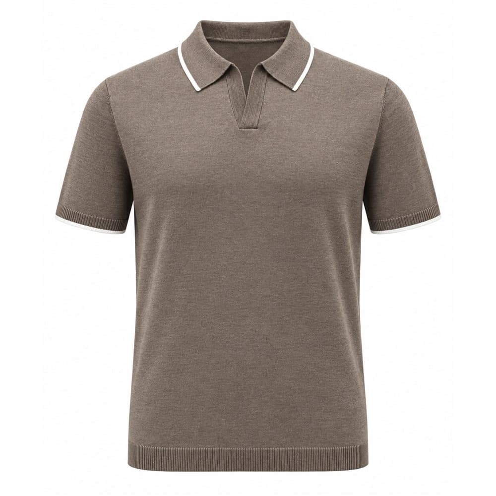 Men's Brown Short-Sleeve Knit Polo — view 3