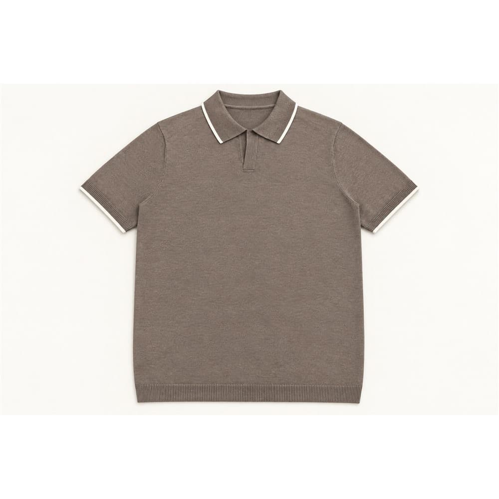 Men's Brown Short-Sleeve Knit Polo — view 4