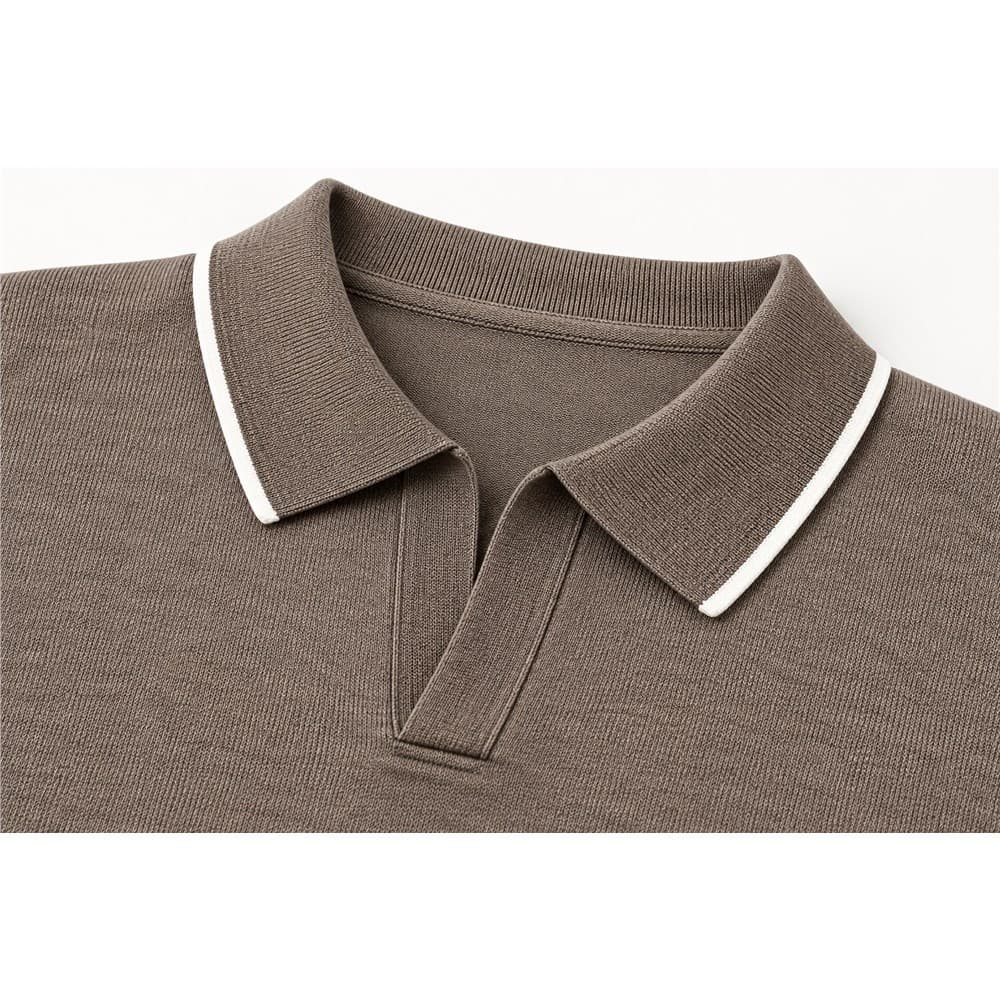 Men's Brown Short-Sleeve Knit Polo — view 5