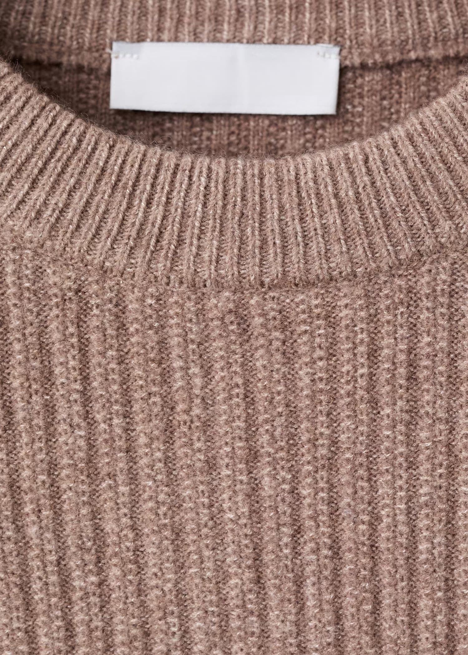 Men's Brown Ribbed Crew Neck Sweater Vertical Texture — view 5