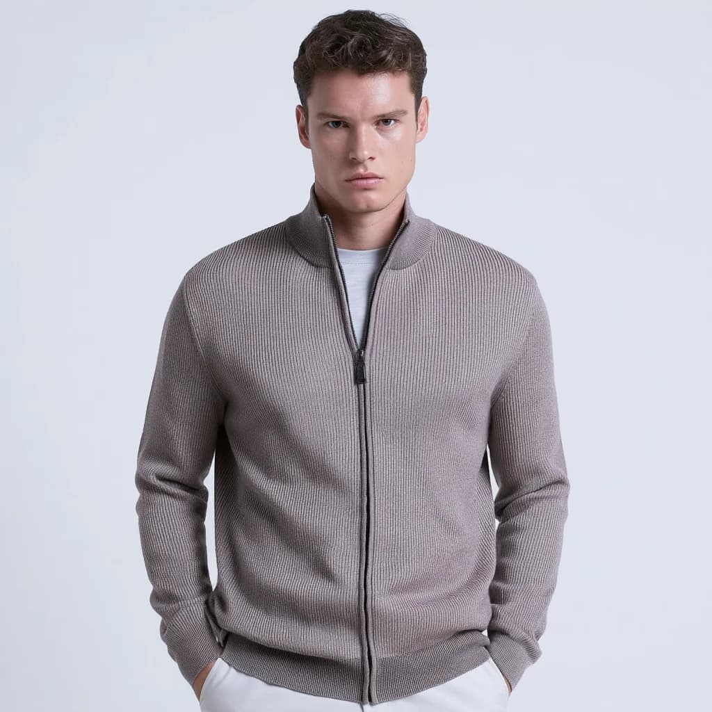 Men's Cotton Cashmere Full Zip Cardigan — view 2