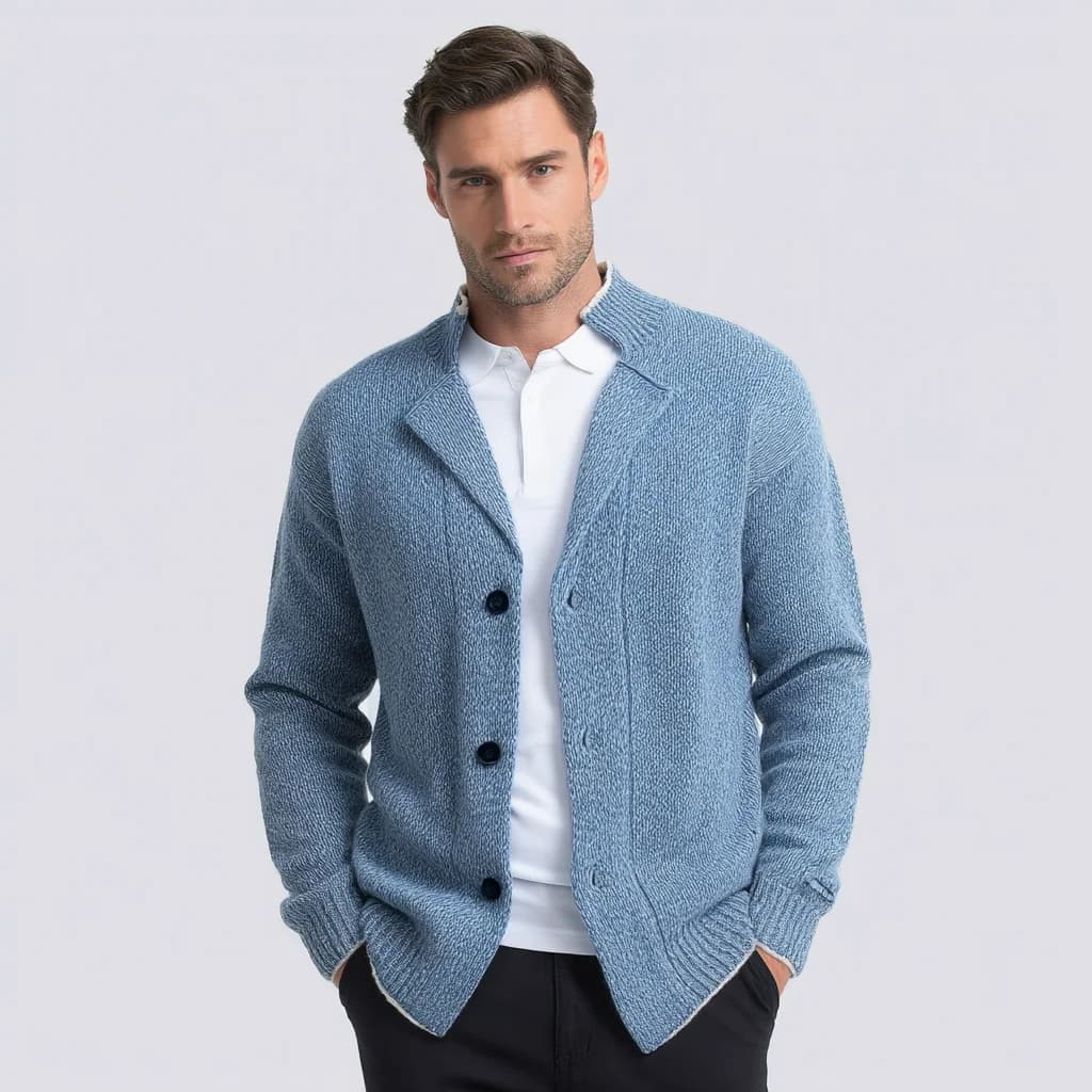 Men's Cotton V Neck Cardigan — view 3