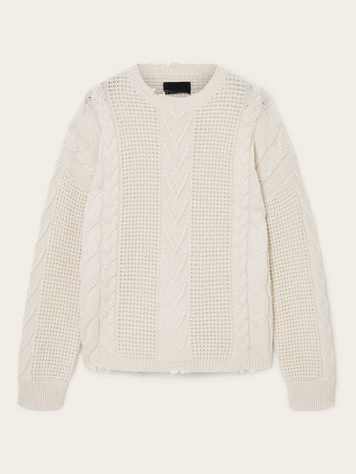 Men's Cream Cable Knit Sweater — view 6