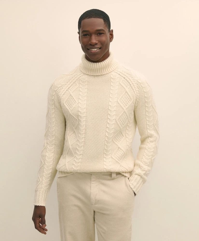 Cable-knit turtleneck development sample