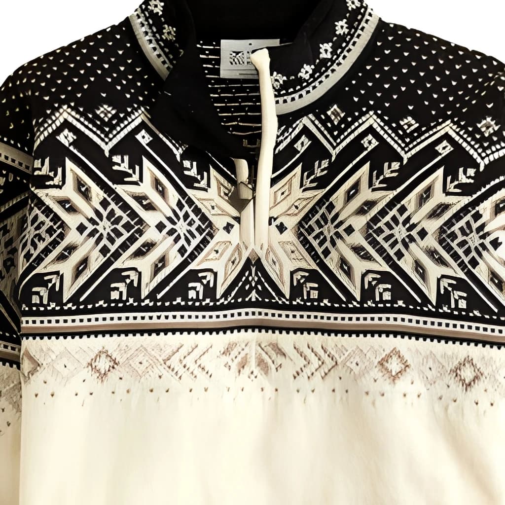 Men's Cream Fair Isle Quarter Zip Sweater Geometric