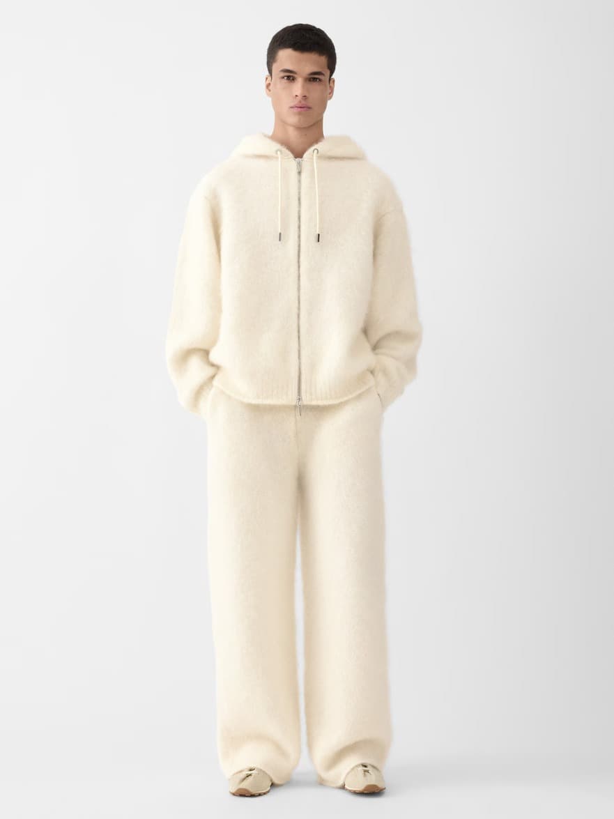 Men's Cream White Zip Hoodie