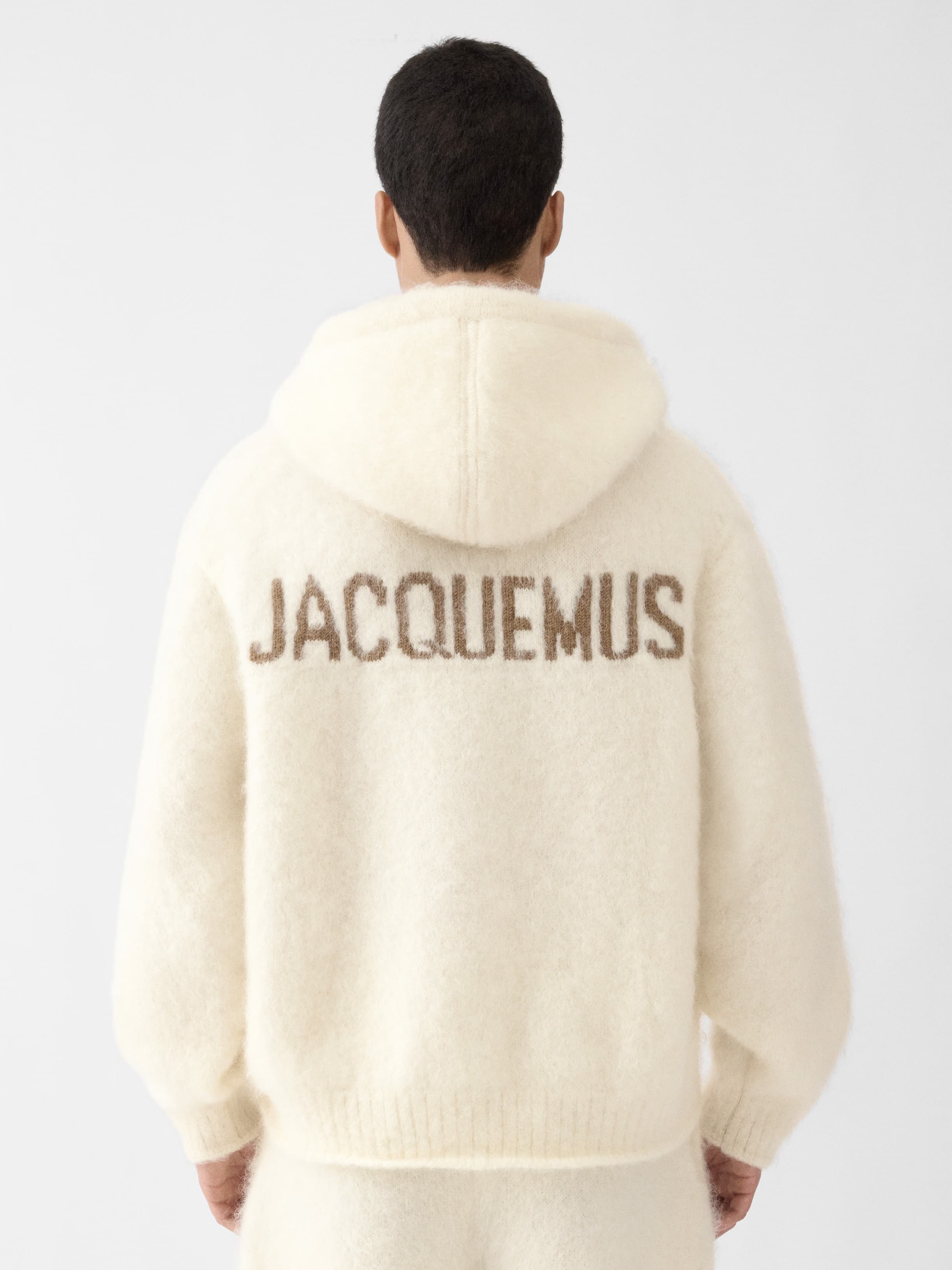 Men's Cream White Zip Hoodie — view 3